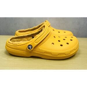 Crocs Classic Yellow Faux Fleece Lined Slip On Clog Womens Size 10 Mens Size 8